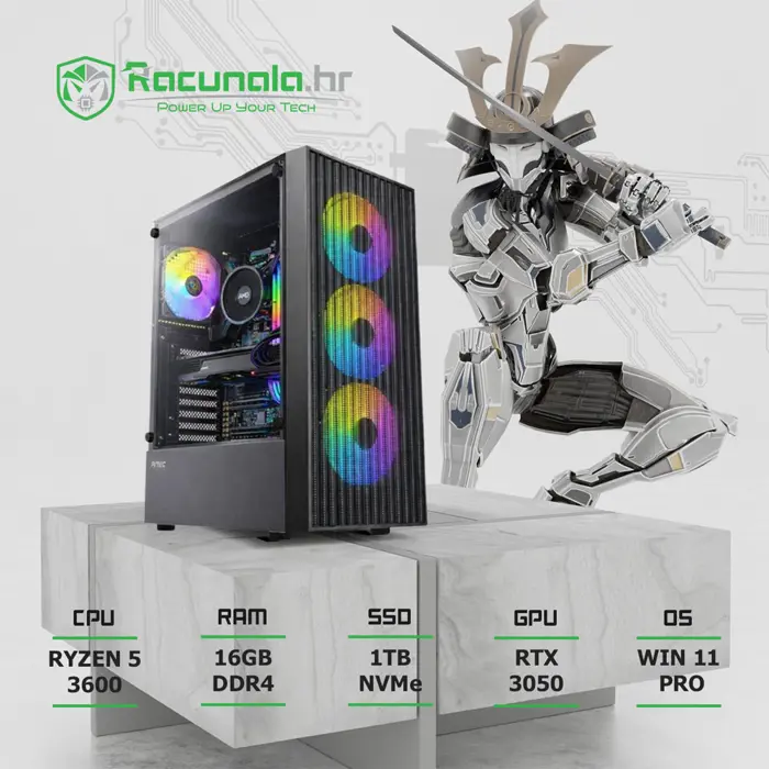 BaB RONIN Gamer – Ryzen 5 3600 / 16GB DDR4 / 1TB NVMe SSD / GeForce RTX 3050 / Windows 11 Pro 