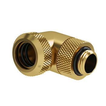 Barrow Multi-Link Adapter connection 90 degrees G1/4 inch AG to 14mm OD hard tube - rotatable, gold TWT90KND-K14 go