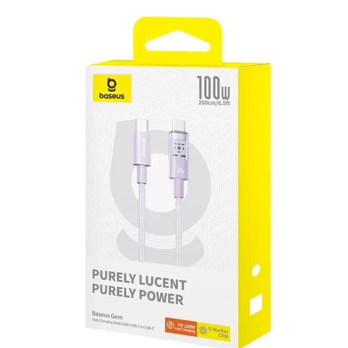 Baseus Gem USB C to USB C fast charging cable 1 m 100 W Purple