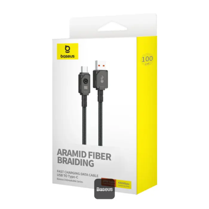Baseus Unbreakable USB cable 1 m USB A USB C Black