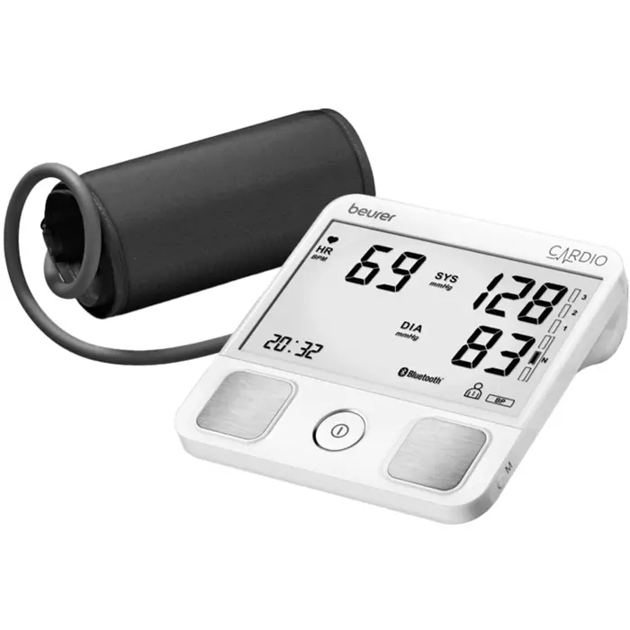 Beurer BM 93 upper arm blood pressure monitor (white, Bluetooth, integrated ECG electrodes)