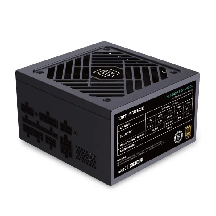 BIT FORCE napajanje 1000W 80PLUS GOLD SUPREME GPS-1000 modularno ATX 3.1 PCI-E 5.1 FDB