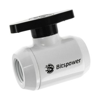 Bitspower stopcock 2x IT 1/4 inch, black handle - white BP-MVV-DWBK