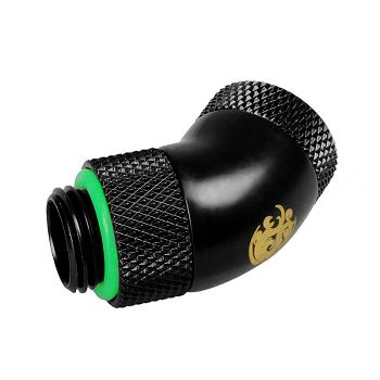 Bitspower adapter 45 degrees G1/4 inch male to G1/4 inch female - rotatable, carbon black BP-MB45R2D
