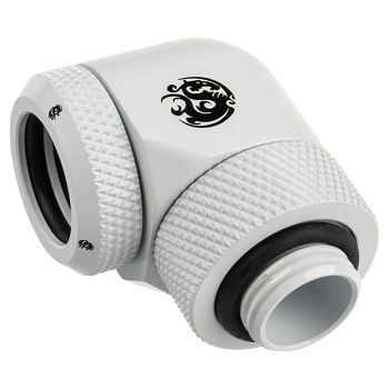 Bitspower adapter 90 degrees G1/4 inch AG to 14mm OD hard tube - rotatable, white BP-DWE90RML14