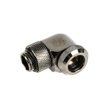 Bitspower Multi-Link Adapter connection 90 degrees G1/4 inch AG to 12mm OD hard tube - rotatable, silver g BP-BSE90RML