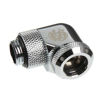 Bitspower Multi-Link Adapter connection 90 degrees G1/4 inch AG to 12mm OD hard tube - rotatable, silver g BP-E90RML