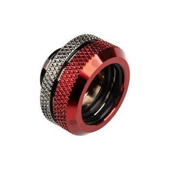 Bitspower Multi-Link Adapter connection straight G1/4 inch AG to 16mm OD hard tube - red, glossy black BP-BSEML16-DBR
