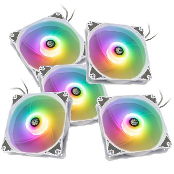 Bitspower Notos RGB PWM Ventilatori, 120mm - bijeli, 5 komada set BPTA-FX1812NTWH-5