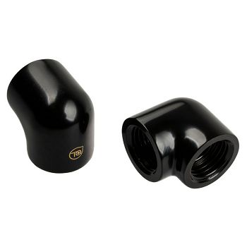 Bitspower Touchaqua adapter 90 degrees G1/4 inch female to G1/4 inch female - pack of 2, black TA-90DIA-GB