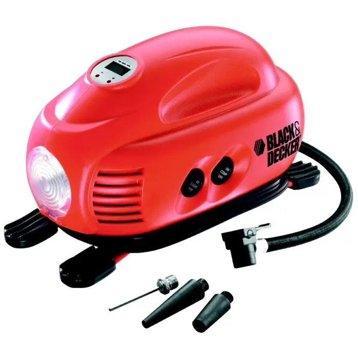 BLACK + DECKER compressor ASI200-XJ, 8,27bar, air pump (orange / black, 12 volt cigarette lighter connector)