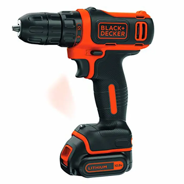 BLACK + DECKER cordless drill BDCDD12, 10,8Volt (black / orange, Li-ion battery pack 1.5Ah)