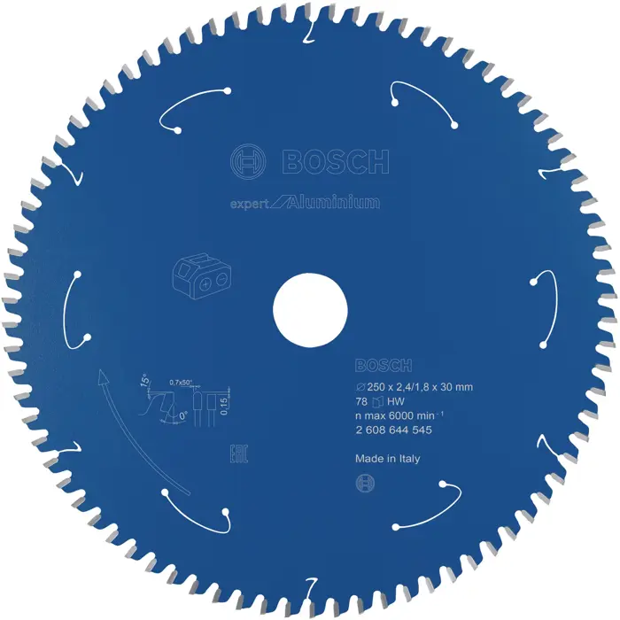 Bosch circular saw blade Expert for Aluminium, 250mm, 78Z (bore 30mm, for cordless miter saws)