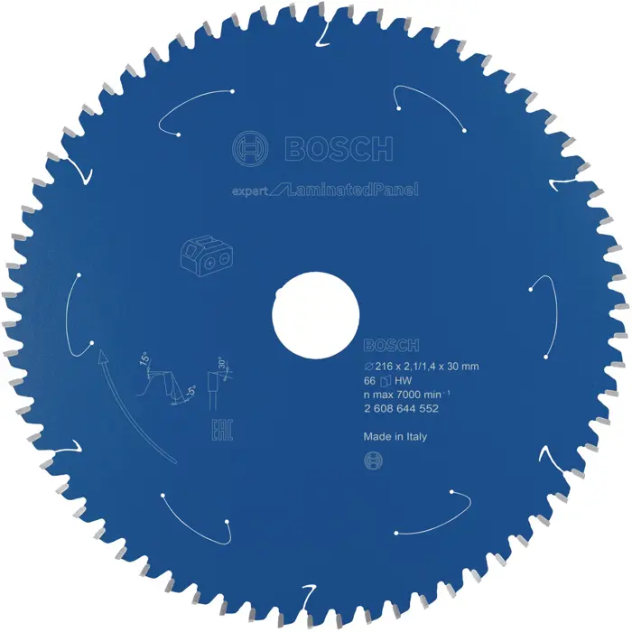 Bosch circular saw blade Expert for Laminated Panel, 216mm, 66Z (bore 30mm, for table saws)
