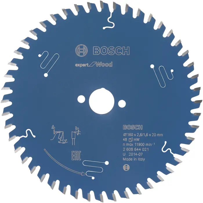 Bosch circular saw blade Expert for Wood, 160mm, 48Z (bore 20mm)