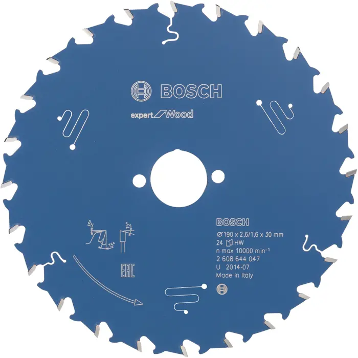 Bosch circular saw blade Expert for Wood, 190mm, 24Z (bore 20mm)