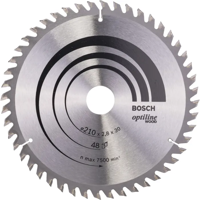 Bosch circular saw blade Optiline Wood, 210mm, 48Z (bore 30mm, for hand-held circular saws)