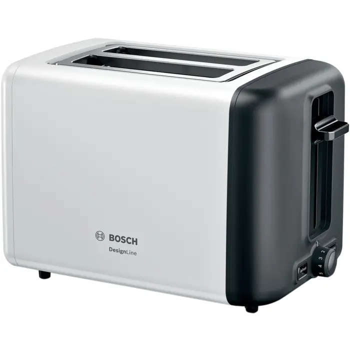 Bosch compact toaster DesignLine TAT3P421DE (white/black, 970 watts, for 2 slices of toast)