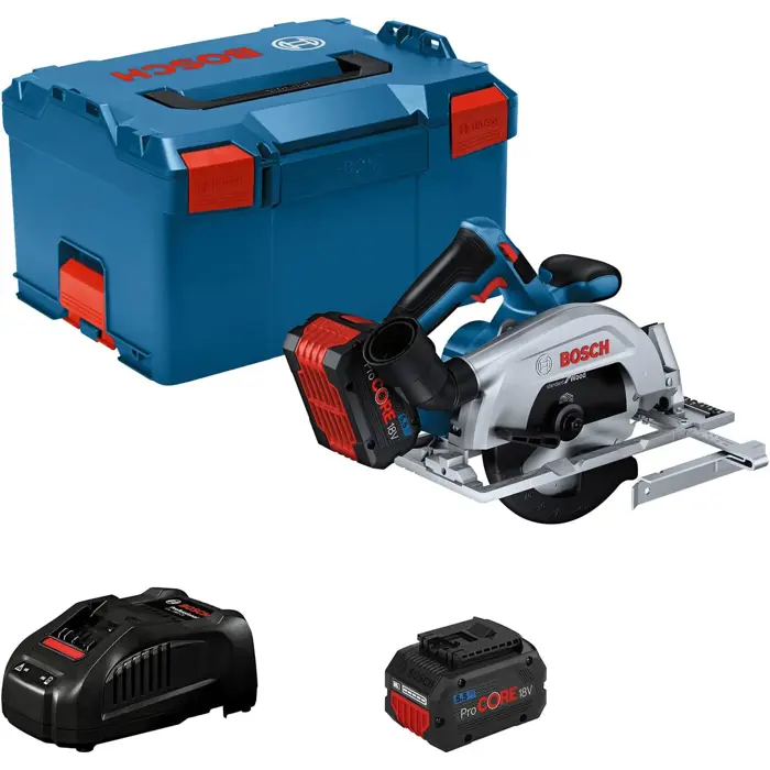 Bosch Cordless Circular Saw GKS 18V-57-2 Professional, 18V (blue/black, 2x Li-Ion battery ProCORE18V 5.5Ah, in L-BOXX)
