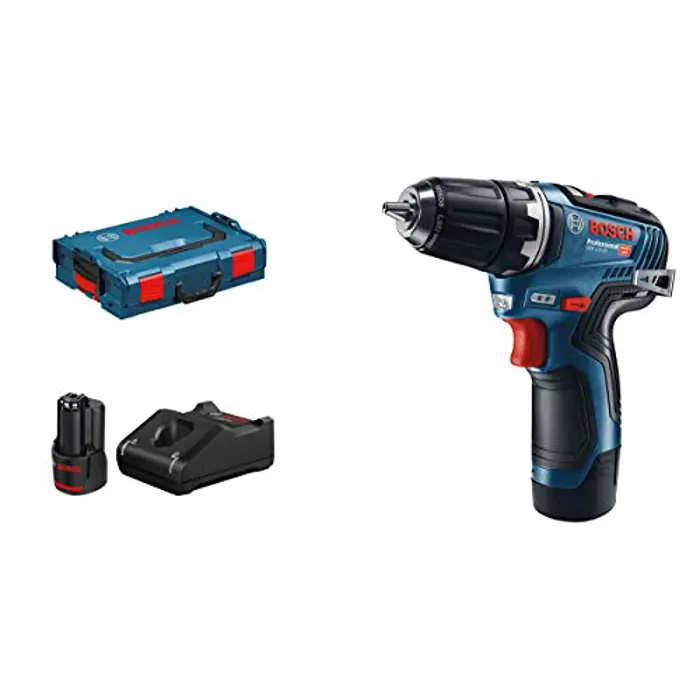 Bosch cordless drill GSR 12V-35 Professional, 12Volt (blue / black, L-BOXX, 2x Li-ion battery 3.0Ah)