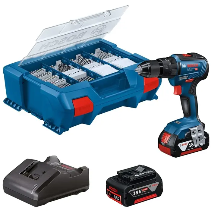 Bosch cordless hammer drill 18V-55 2x 4.0Ah + accessories (LC) - 06019H530A
