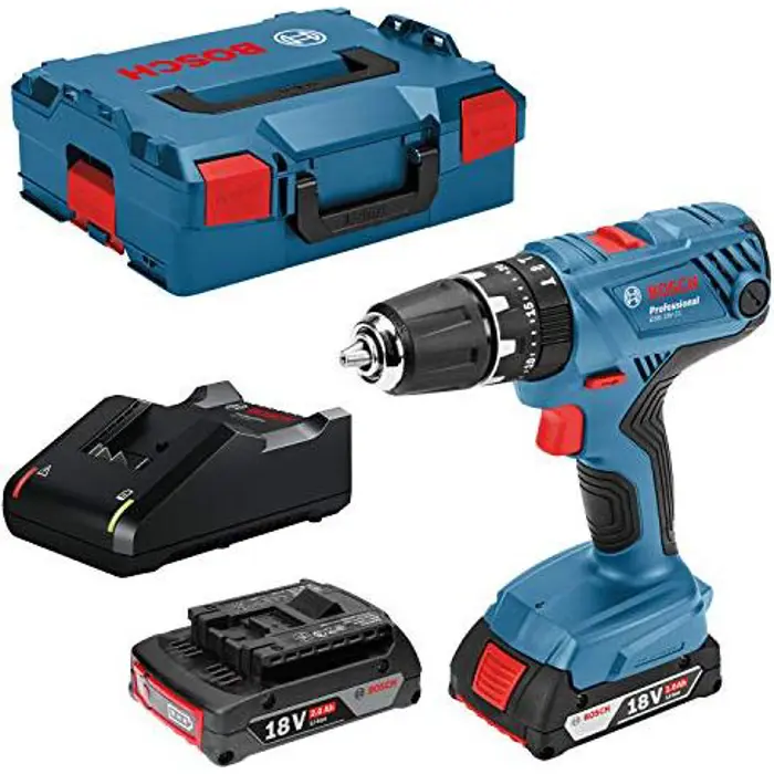 Bosch cordless hammer drill GSB 18V-21 Professional, 18Volt (blue / black, L-BOXX, 2x Li-Ion battery 2.0Ah)