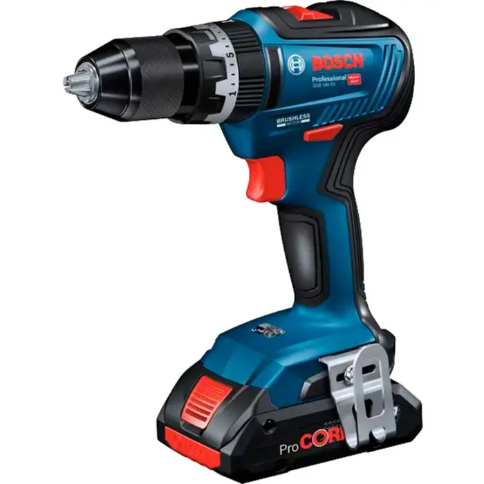 Bosch cordless impact drill GSB 18V-55 Professional, 18 volt, impact drill (blue/black, 2x Li-ion battery 3.0 Ah, in L-BOXX)
