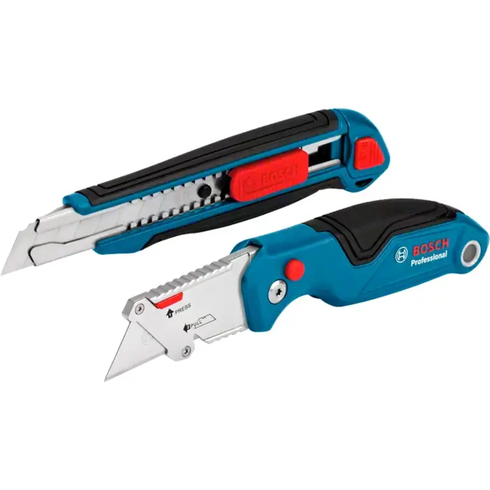 Bosch cutter knife set Professional, 2-piece, carpet knife (blue, for snap-off blades and trapezoidal blades)