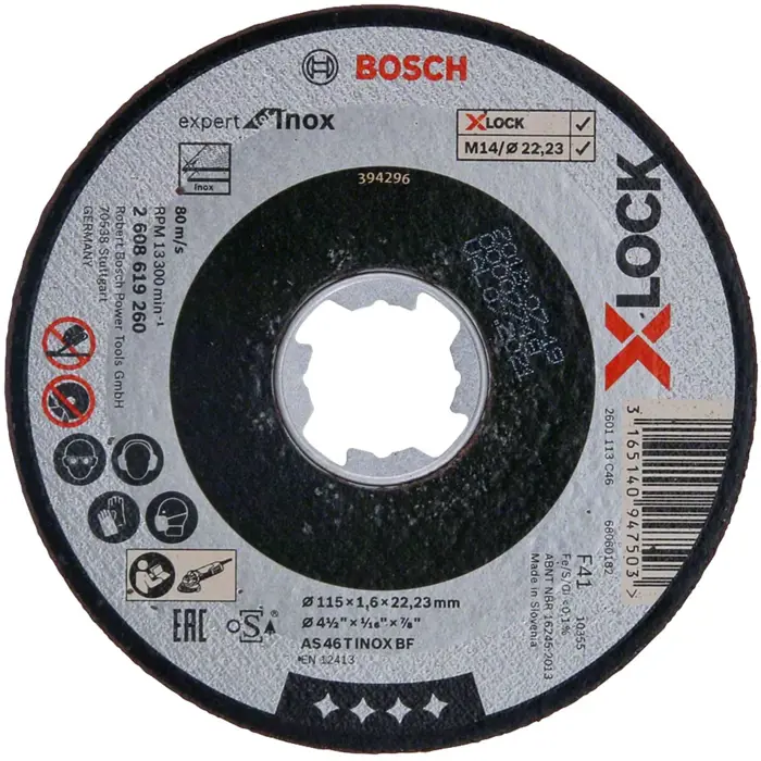 Bosch cutting disc X-LOCK Expert for Inox 115mm straight (115 x 1.6 x 22.23mm)