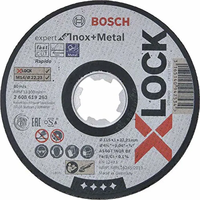Bosch cutting disk X-LOCK Expert for Inox + Metal Rapido straight 115mm (115 x 1 x Length 22.23mm)