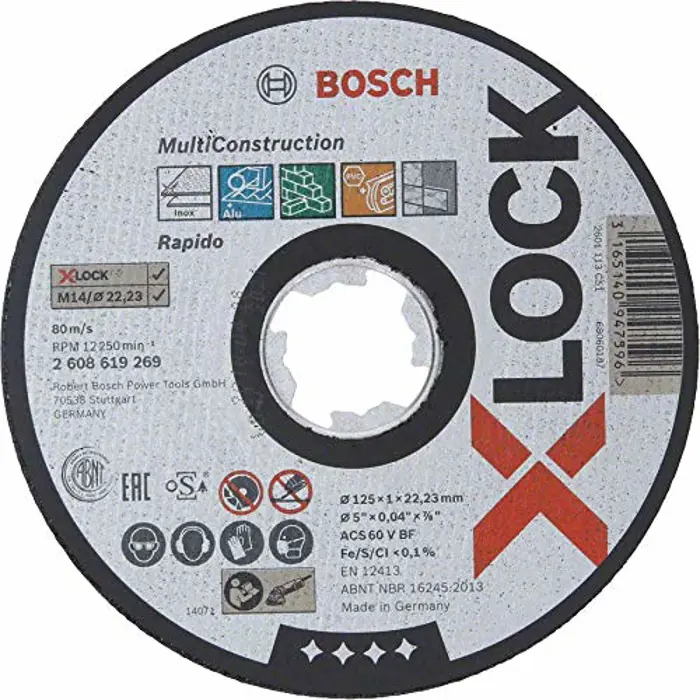 Bosch cutting disk X-LOCK Rapido multi-material just 125mm (125 x 1 x Length 22.23mm)