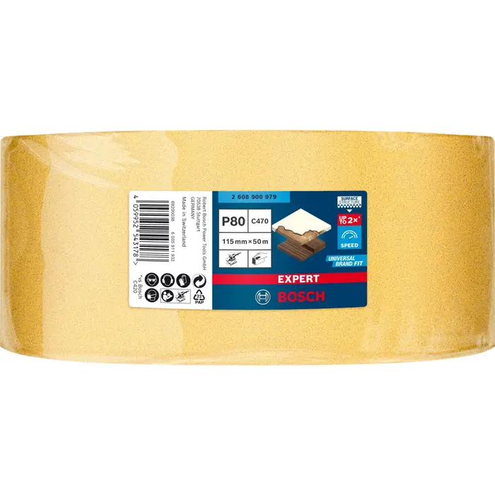 Bosch Expert C470 sanding sheet, 115mm, K80 (50 meter roll, for orbital sander, for hand sanding)