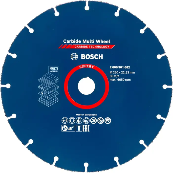 Bosch EXPERT Carbide MultiWheel cutting disc, 230mm (bore 22.23mm, straight)