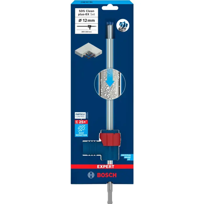 Bosch Expert hammer drill SDS Clean plus-8X set, 12mm (working length 200mm, suction drill incl. suction connection)
