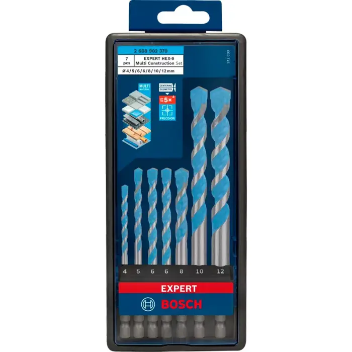 Bosch Expert HEX-9 MultiConstruction drill bit set, 7 pieces ( 4 / 5 / 6 / 8 / 10 / 12mm)