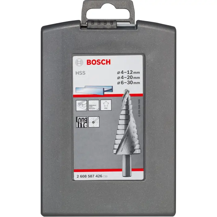 Bosch HSS step drill set, 4mm - 30mm (3 pieces)