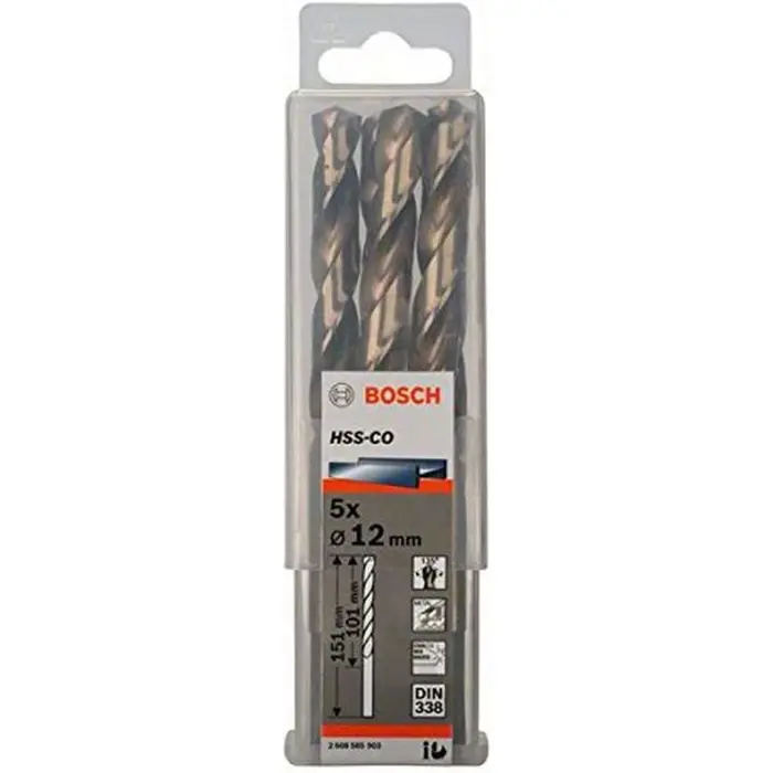 Bosch Metal twist drill HSS-Co, DIN 338, 12.0mm (5 pieces, working length 101mm)