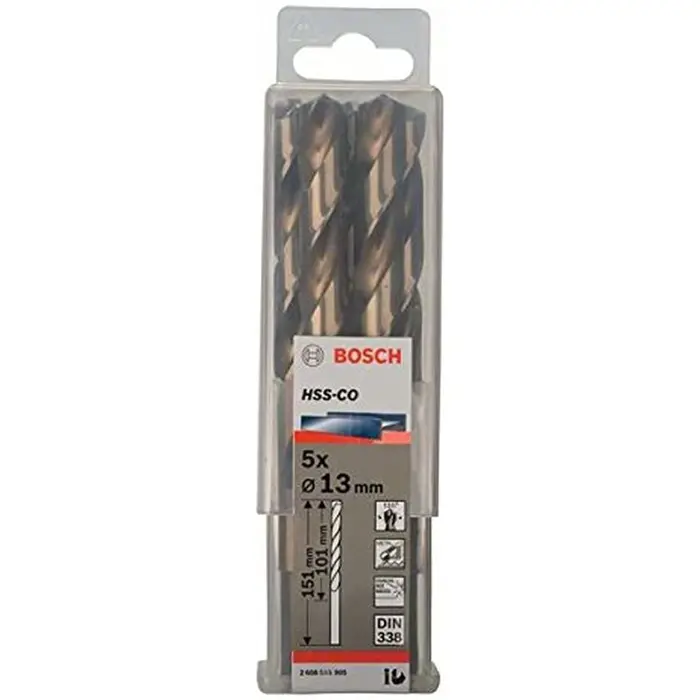 Bosch Metal twist drill HSS-Co, DIN 338, 13.0mm (5 pieces, working length 101mm)