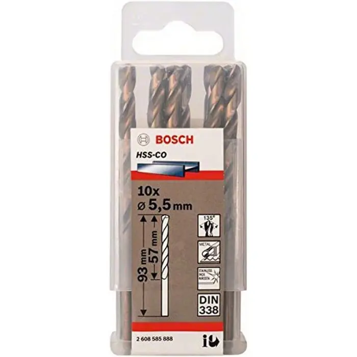 Bosch metal twist drill HSS-Co, DIN 338, 5.5mm (10 pieces, working length 57mm)