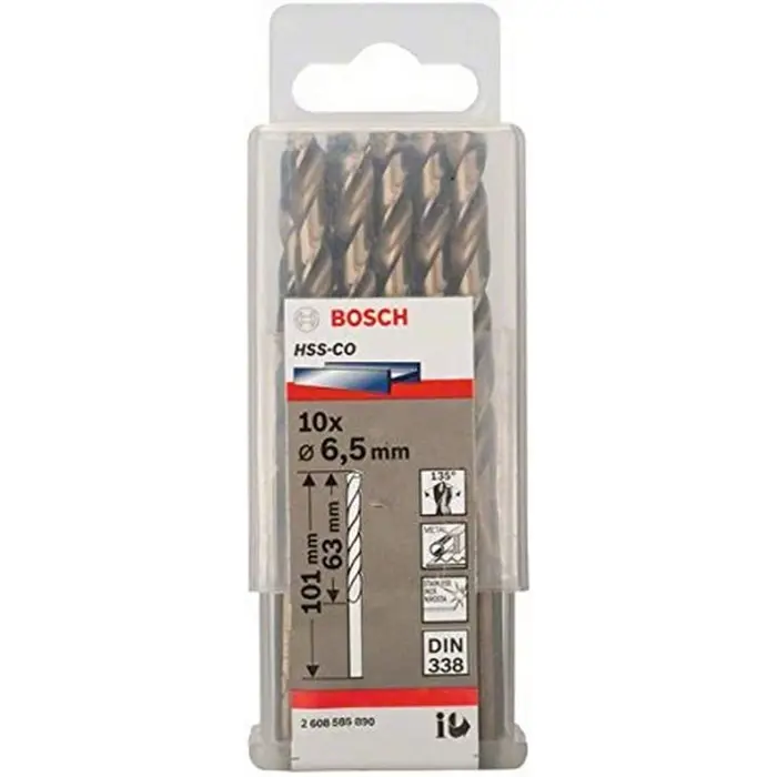 Bosch Metal twist drill HSS-Co, DIN 338, 6.5mm (10 pieces, working length 63mm)