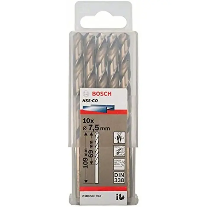 Bosch Metal twist drill HSS-Co, DIN 338, 7.5mm (10 pieces, working length 69mm)