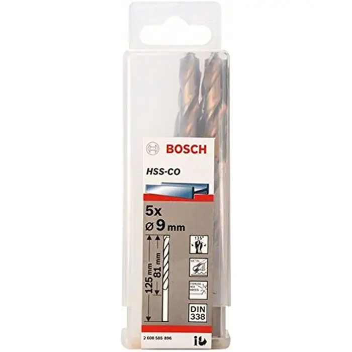 Bosch Metal twist drill HSS-Co, DIN 338, 9.0mm (5 pieces, working length 81mm)