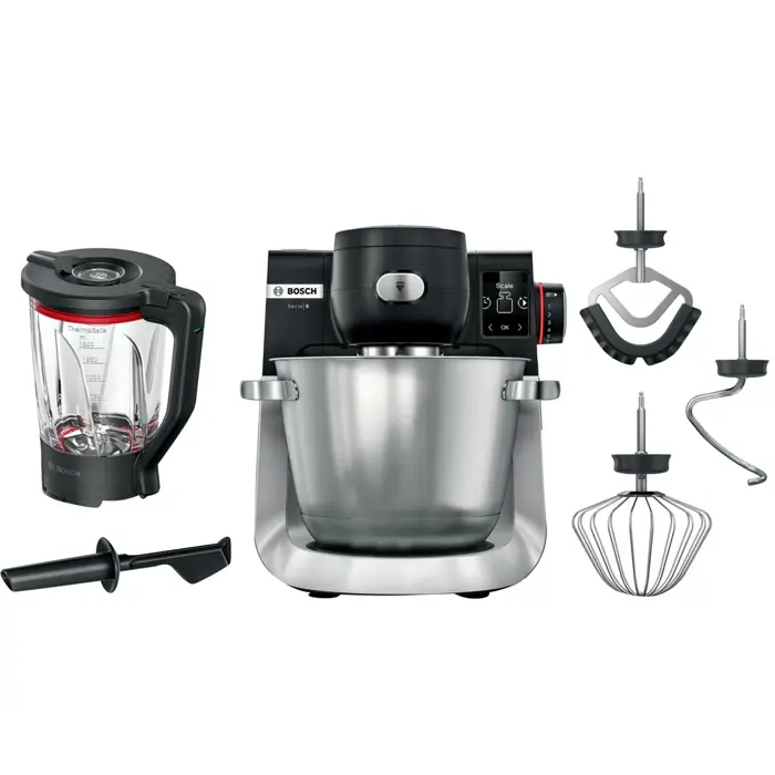 Bosch MUMS6ZS17 food processor (black/stainless steel, 1,600 watts, Series 6, integrated scale, timer)