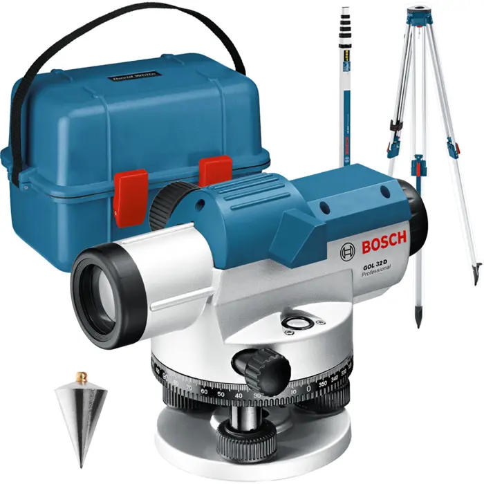 Bosch optical level GOL 32 G Professional, with construction tripod (blue, case, unit of measurement 400 Gon)