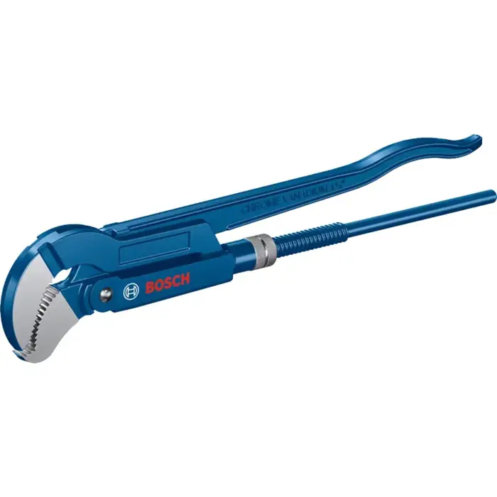Bosch plumbing corner pipe wrench 45° Professional 420mm, S-jaw, pipe / water pump pliers (blue, gripping jaw position 45°)