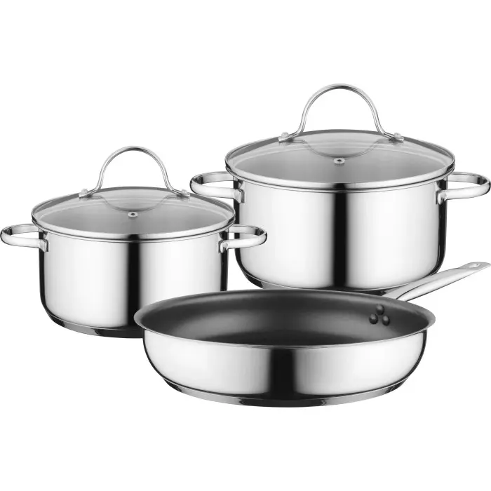 Bosch pot set HEZ9SE030, for induction (stainless steel, 3-part)