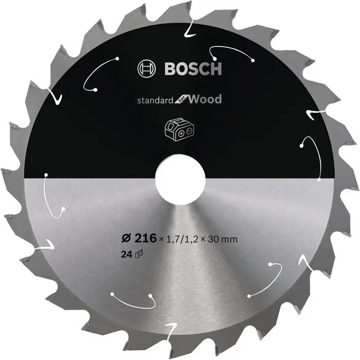 Bosch Powertools circular saw blade Standard for Wood, 216mm, 24Z (bore 30mm, for cordless miter saws)