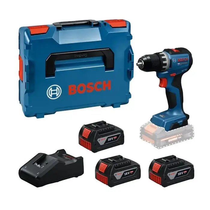 Bosch Powertools cordless drill driver GSR18V-52 with 3 batteries 18 Volt 5,0 Ampere-hours in L-BOXX (Retail)