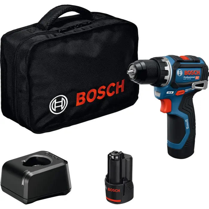 Bosch Powertools cordless drill/driver GSR 12V-32 Professional, 12Volt (blue/black, 2x Li-ion battery 2.0Ah, tool bag)