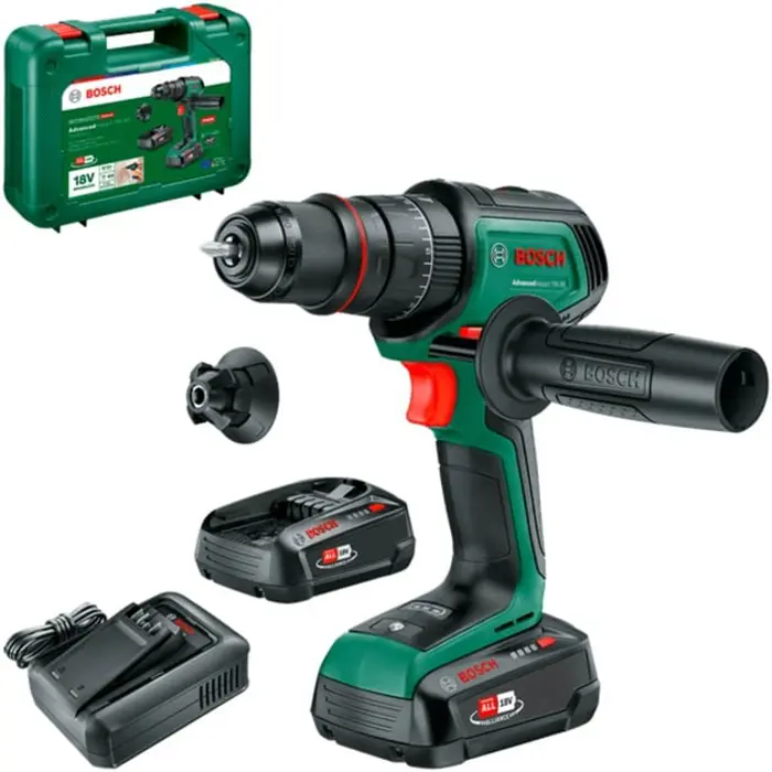 Bosch Powertools cordless impact drill AdvancedImpact 18V-80 QuickSnap (green/black, 2x Li-ion battery 2.5Ah, case, POWER FOR ALL ALLIANCE)